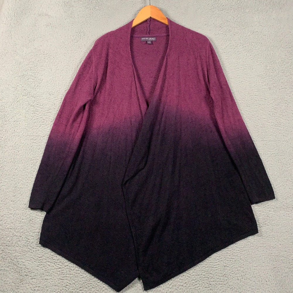 Barefoot Dreams CozyChic Lite Ombre Calypso Cardigan Womens L/XL Plum Black Wrap